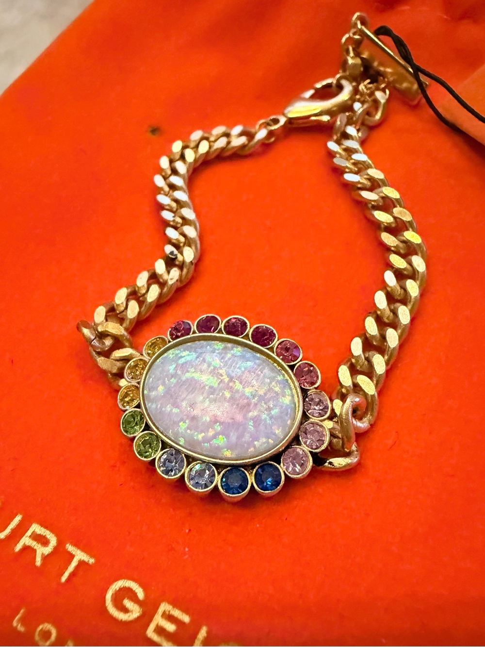 Kurt Geiger Rainbow Crystal Opal Charm Bracelet - Multicolor